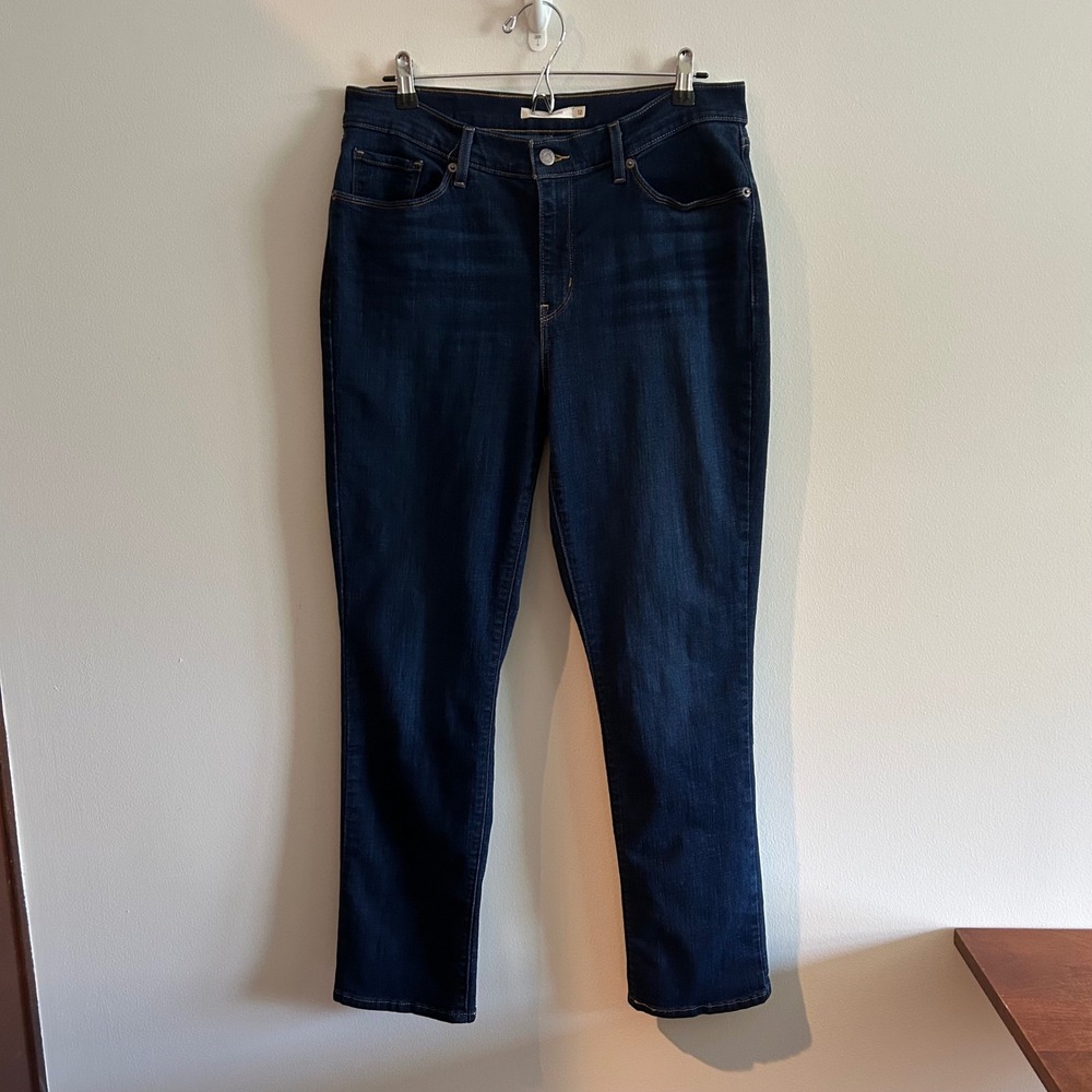Levi Jeans Classic Straight Dark Wash 12 Mid Rise Stretch Denim
